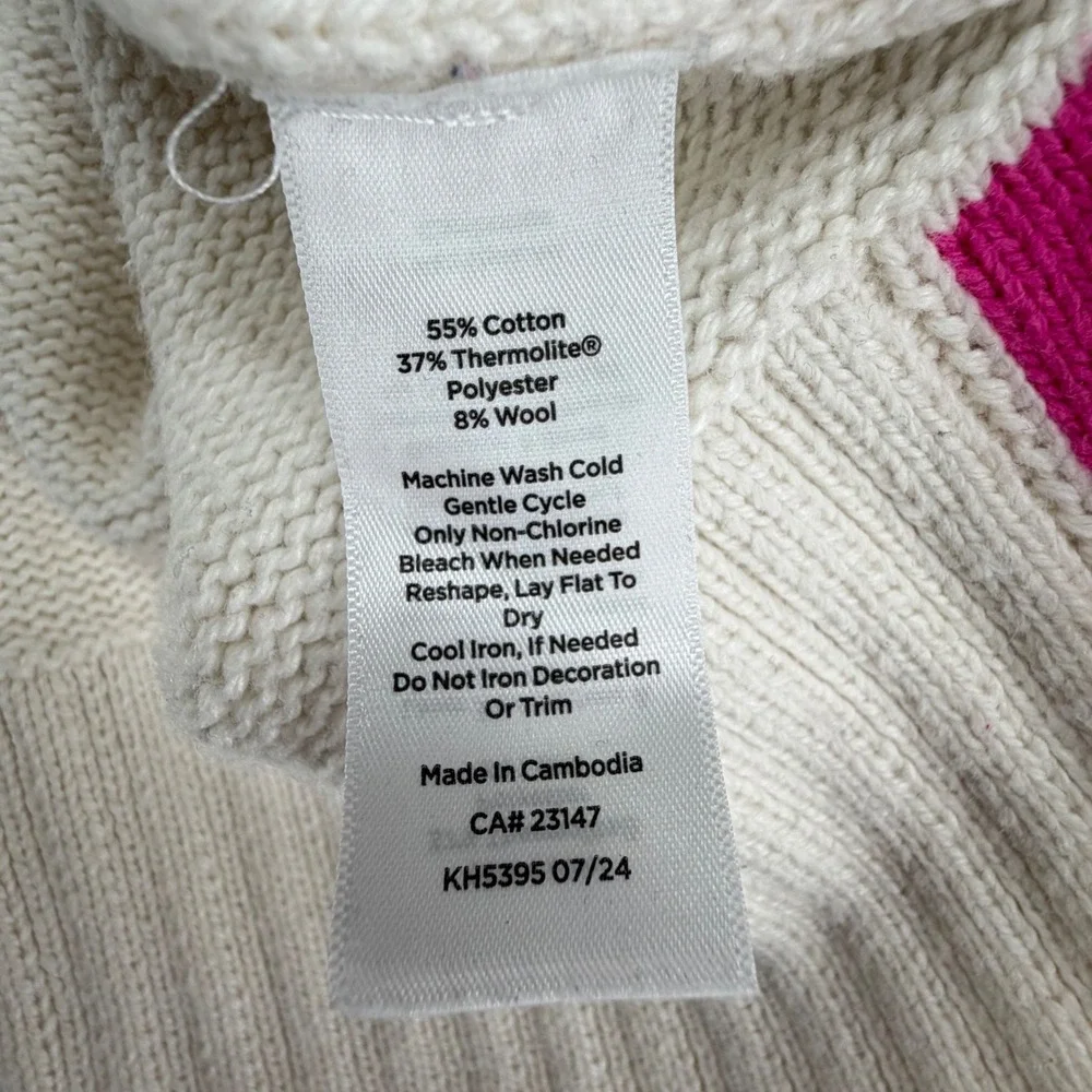 T by Talbots Fair Isle Quarter Zip Sweater Wool Cotton Blend Women Plus 3X Ivory